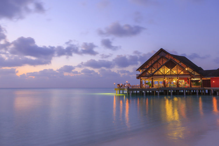 Anantara Dhigu Sea Fire Salt Restaurant at Dusk