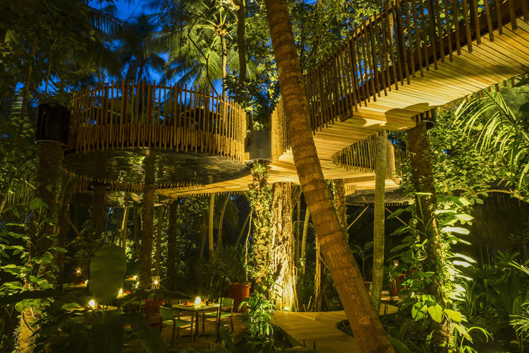 Niyama Private Island Nest Asian Dining at night