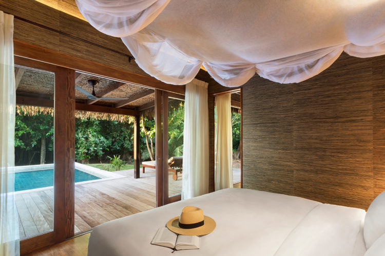 Six Senses Fiji Hideaway Pool suite bedroom interior