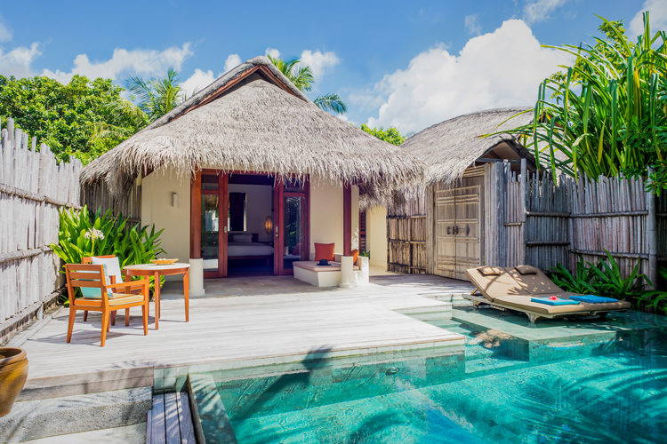 Anantara Dhigu exterior of villa with pool