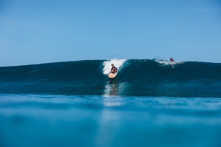 Surfing secluded breaks in the Baa Atoll surrounding Soneva Fushi