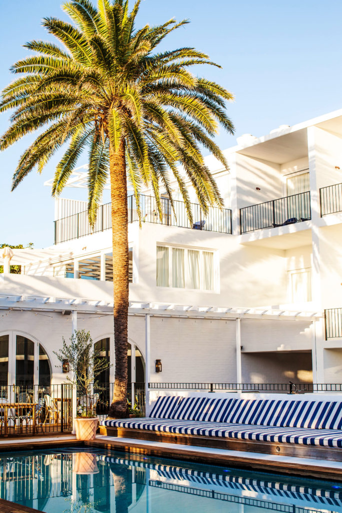 Grand palms and nautical stripes at Halcyon House